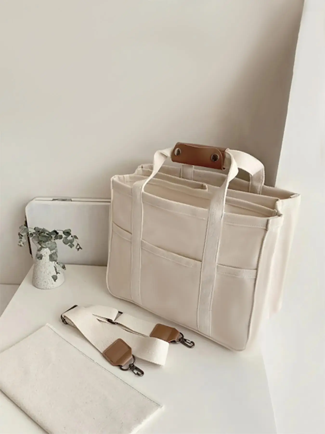 Women's Casual Solid Messenger Bag for Galentineday Gift, Large Capacity Multi-functional Canvas Tote Bag for Daily Used, Female Casual Matching Cross