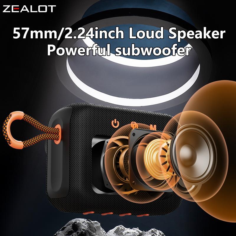 ZEALOTs S75 10W Wireless Speaker, Outdoor Portable Subwoofer Speaker, Dual Pairing 3000mAh Battery Speaker, Suitable for Home, Car, Outdoor, Camping, Audio