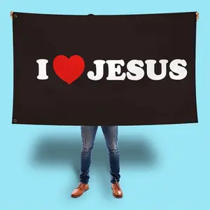 I Love Jesus Flag I Heart Jesus Flag Funny Meme Flags Banner Cool Flags For Room Guys Girls College Dorm Man Cave Bedroom Wall Decor