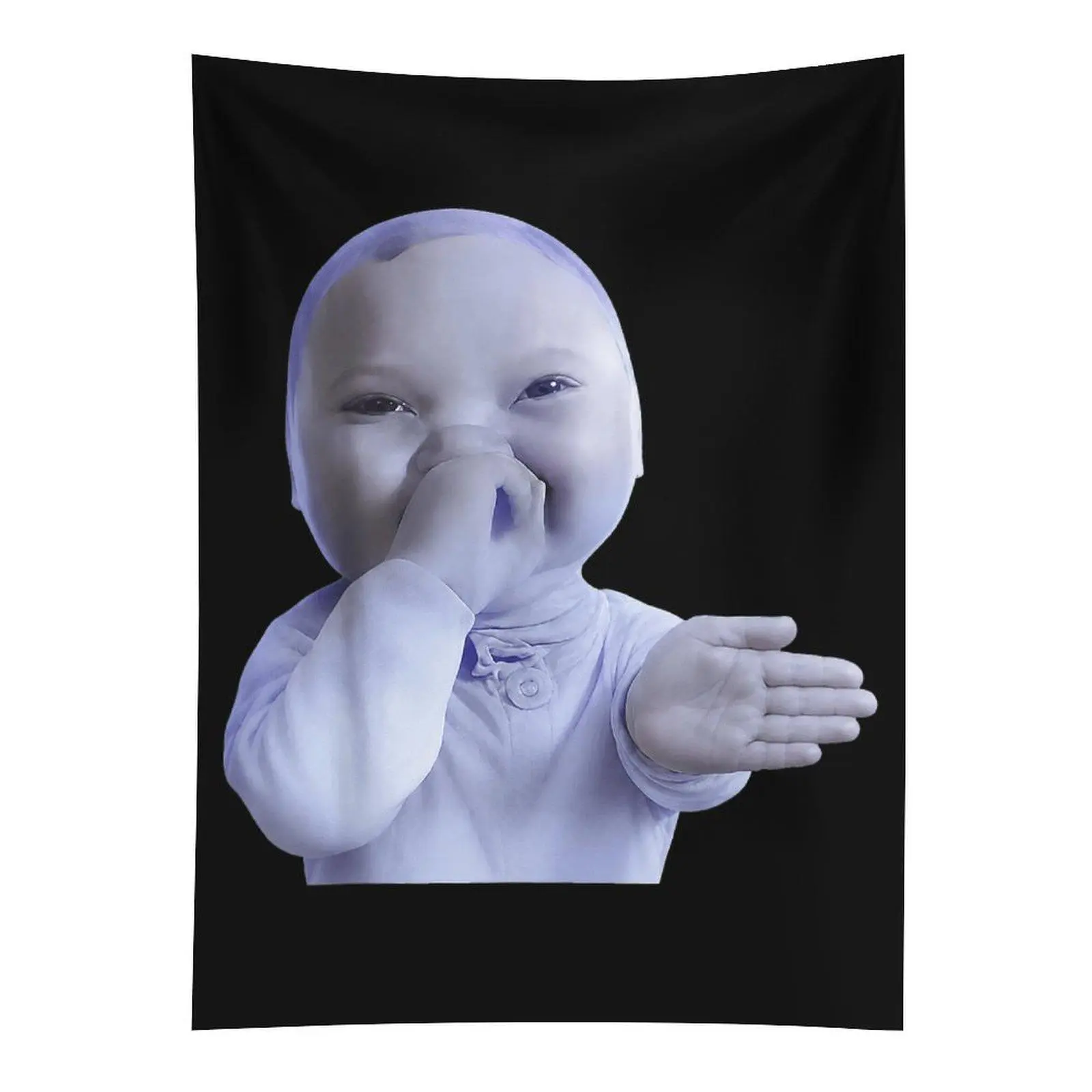 AI Baby Laughing Brainrot Wall Tapestry, Funny Gen Z Meme Wall Hanging, Viral Bedroom Dorm Decor
