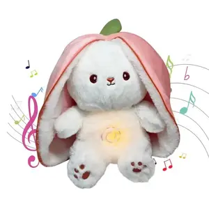 Cute Music Luminous Motion Lights Bunny Breathing Doll with   Plush Baby Sleeping Toys