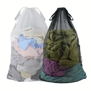 Durable Washing Network Laundry Bag Mesh Fabric with Secure Drawstring Closure-Ideal for Storage, Shopping, Laundry and Apartment, Laundry Organizer, Laundry Bag