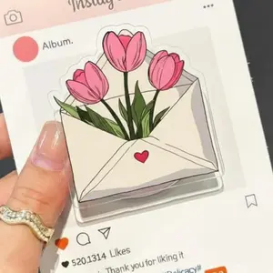 Romantic Tulip Aesthetic MagSafe Phone Grip – Floral Envelope Magnetic Pop Socket & Kickstand – Cute Gift