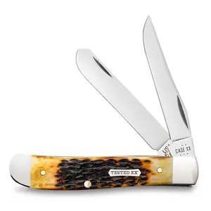 Case Rogers Jigged Burnt Amber Bone Mini Trapper Folding Knife