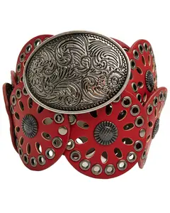 Shyanne Women's Round Concho Belt - 9605310-Red
