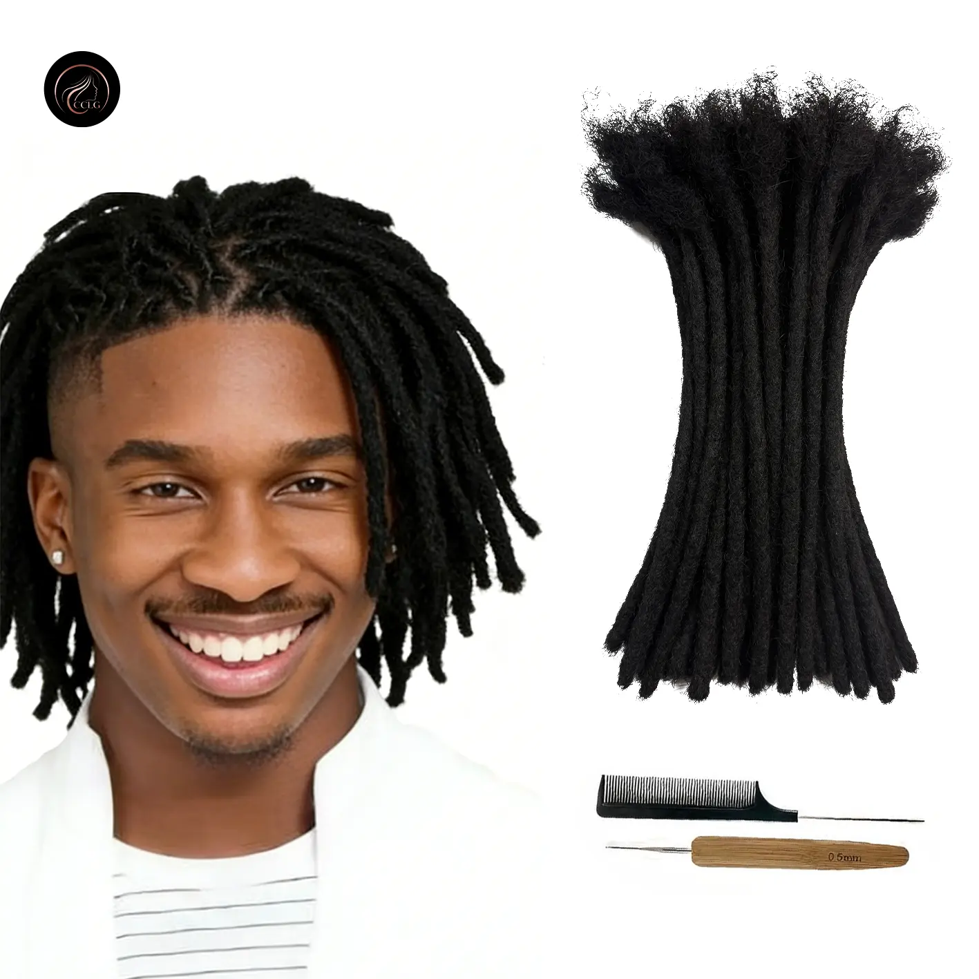 CCLG #1B Natural loc journey AIR LOCS Handmade Dreadlock Extensions 0.6cm Thickness 4-12 Inches Premium Real Human Hair Dye & Bleach Ready for  Styles Loc Extension add length hair extensions twist king