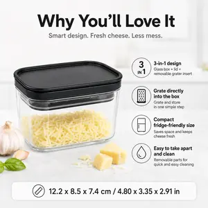 Multi-Purpose Stainless Steel Cheese Grater with Storage Container, Easy Clean Ginger Garlic Shredder christmas tiktokshopblackfriday gift leakproof travel