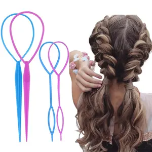 Hair Tool-Ponytail Maker, French Braid Loop Styling Tool-Gifts for Women-Braiding Hair Supplies (Pink+Blue)