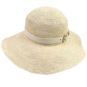 Pre-owned Chloé Others Small Leather Goods Chloe Borsalino Logo Tape Straw Hat Beige M
