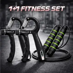 Jump Rope Grip Strengthener Set Anti-tangle quick-release jump rope with ball bearings Adjustable steel jump rope with foam handles Slim-line grip strengthener for forearm training Handheld grip strengthener set - 2-piece adjustable resistance