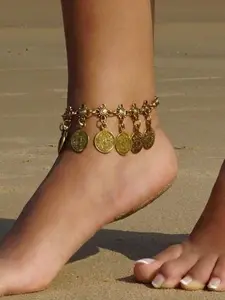 Vintage Bohemian Gypsy Coin Tassel Anklet, Tribal Ethnic Style Retro Coin Anklet, Women & Girls Fashion Jewelry, Boho Anklet, Fashionable Jewelry Accessories