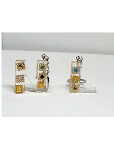 2-Piece Gem Charm Keychain Set – “N” & “L” with Gold & Crystal Accents