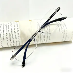 No-Frame Blue Light Glasses for Men & Women – Crystal Clear Reading Lenses, Comfortable Metal Temples – Great for Long Hours at Screen or On the Go