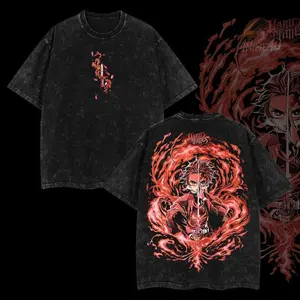Retro Vintage Limited Edition Tanjiro Kamado Anime Double Printed  Washed Tee Unisex 100% Premium Cotton Classic Style T-Shirt Top