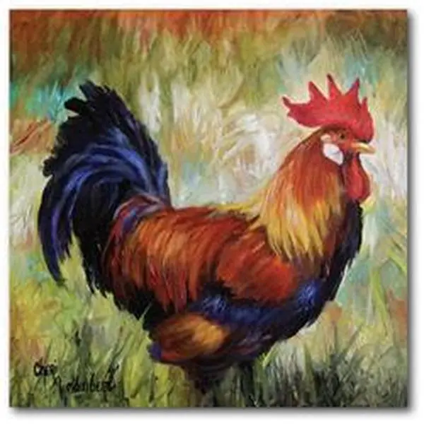 Courtside Market WEB-FF1551 24x24" Rooster Gallery-Wrap Canvas Wall Art - Thick, Stable, Museum-Look Animal Decor for Home/Office