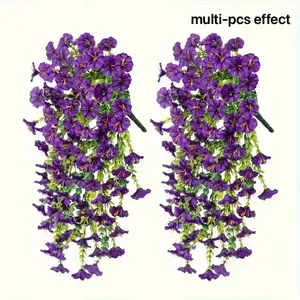 Purple artificial flower vine with UV resistance, hanging morning glory decorative fake vine, suitable for indoor and outdoor weddings, proposals, housewarming gifts, Thanksgiving, Christmas, Independence Day, and all seasons