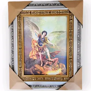 San Miguel Arcangel 19"wide×23"Tall  Picture Frame 25721 Brand New Religious Decor Santo Catholic Saint Michael Archangel
