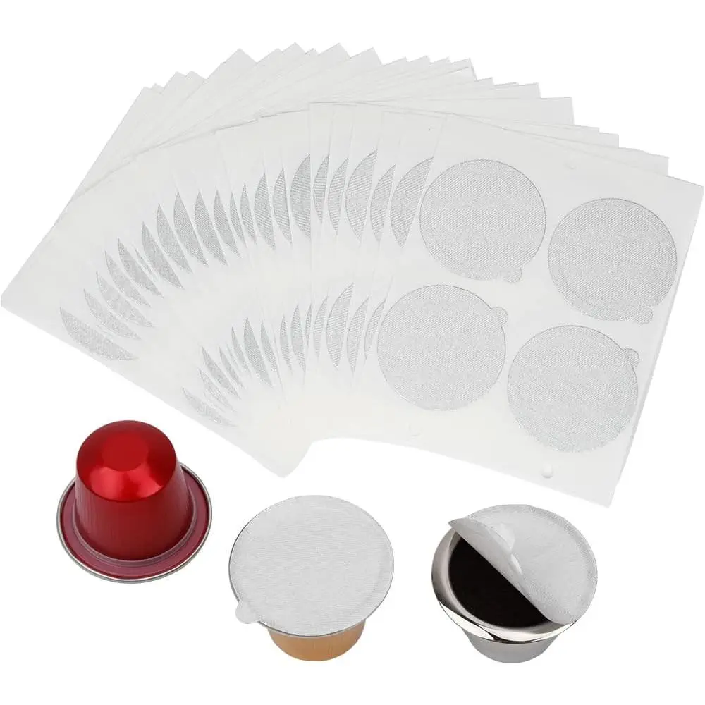 100 count Aluminum Espresso Lids Foil Sticker Seals for Reusable ...