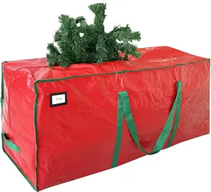 7.5 ft Christmas Tree Storage Bag - Durable Heavy Duty Extra Large Artificial Xmas Holiday Tree Bag with Reinforced Handles and Dual Zippers Wide Opening - Red