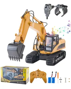 VEVOR Remote Control Excavator Toy,  15 Channel, 3 in 1 Remote Control Digger with Metal Shovel, 1:14 Scale RC Excavator with Light & Sound, Full Functional Construction Vehicles for Kids, 2 Batteries Summervibes