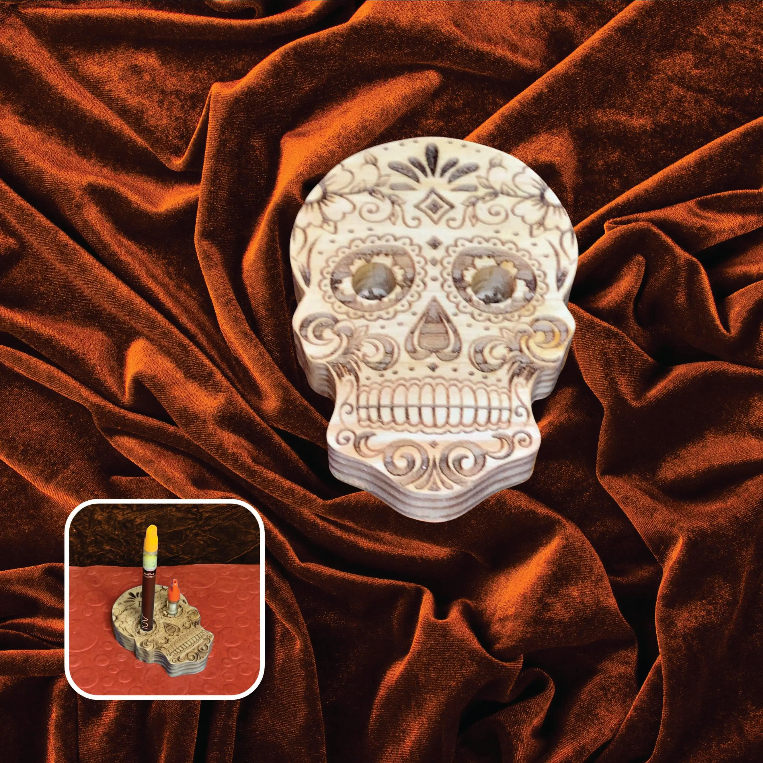 Vape Pen Holder - Candy Skull - Solid Wood, Holds 510 Thread Vape Pens &/or Cartridge - TikTok Shop Vape Pen Holder - Candy Skull - Solid Wood, Holds 510 Thread Vape Pens &/or Cartridge - TikTok Shop