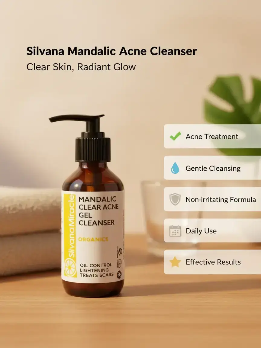 Mandalic Clear Acne Gel Cleanser by Silvana Miracle Skincare Gentle Facial Cleansing