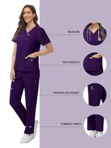 SPA Salon Scrubs Set | Breathable Soft Short Sleeve Top and Straight Pants for Pet Grooming Salons, Holistic Healing Spa Professionals, Nail Studio Staff, and Senior Care Home Teams
