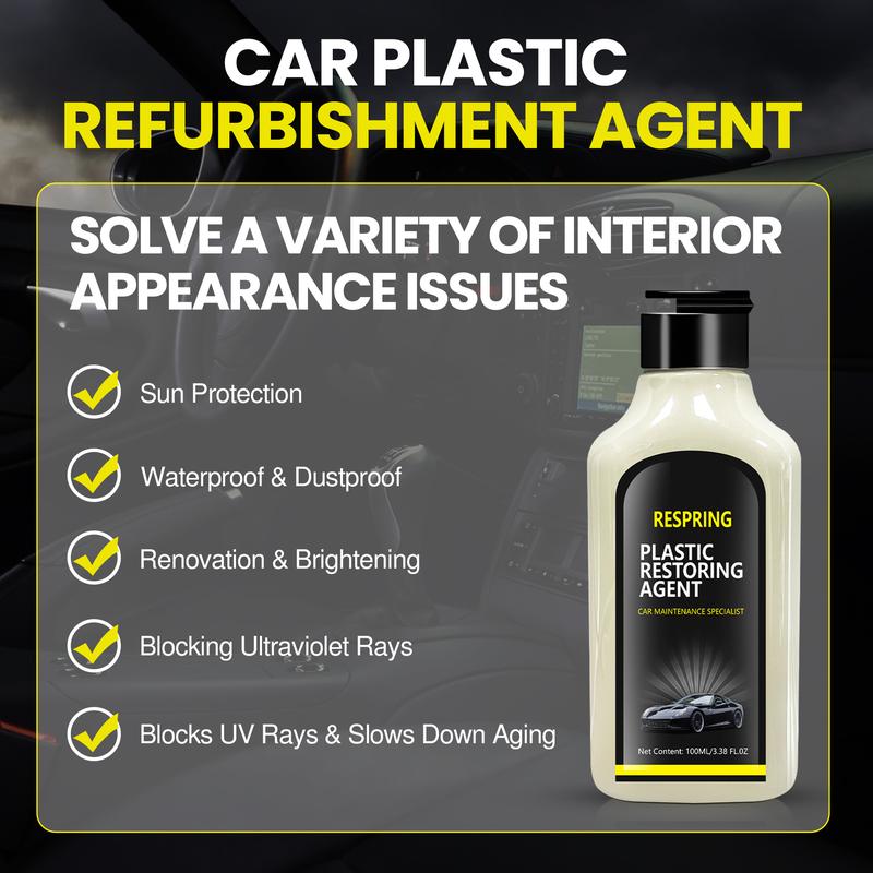 100ML Car Plastic Restorer, Quick Polish, Color Restoration & Protective for Car Panels, Tires & Dashboards, Easy To Use, Long-lasting Protective, Car Detailing Products