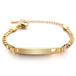 OIDEA Engravable Heart Tag Figaro Chain Bracelet for Women and Men, Personalized Stainless Steel ID Bracelet Gift