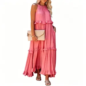 Women's Casual Summer Asymmetrical Tiered Dress - Unique Skirt Design, Suitable for Park Outings, Seaside Trips