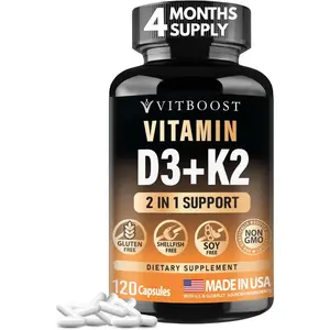Vitamin D3 K2 Complex 5000 IU 125mcg with Vitamin K2 MK-7 90mcg for Bone Health Heart Support and Immune Defense High Absorption Easy to Swallow Capsules Non-GMO Gluten-Free Daily Wellness Supplement for Men and Women 120 Count Made in USA Formula