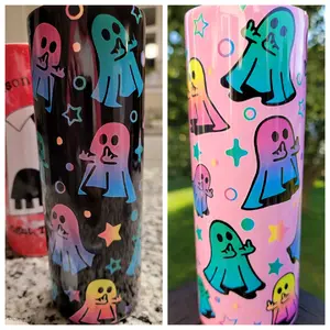 20 ounce tumblers - middle finger ghosts, It's never DUCK, Hahaha F.U uncensored, twisted tea, Salty Tequila, Bitch be gone