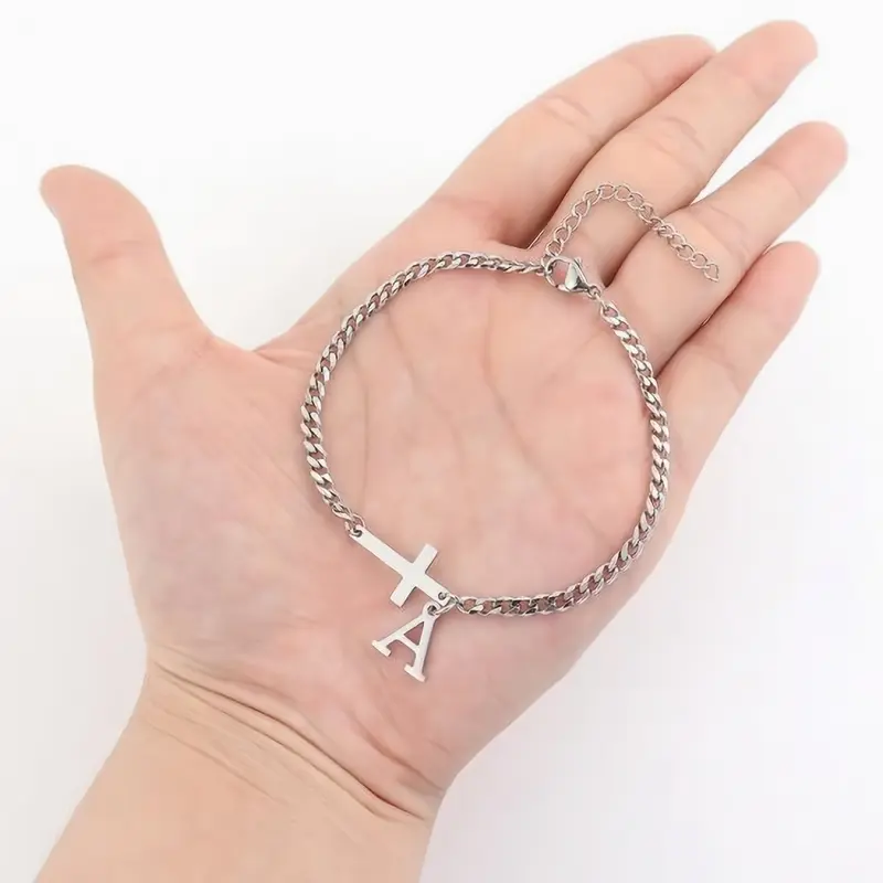 Unisex 5mm Steel-Solid Bold Cuban Chain Bracelet Jewelry - Adjust 7-11.5 Inches, Initial Letters Bracelets & Bangles, Casual Daily Wear, Gifts for Men/Boys, Fashion Accessories