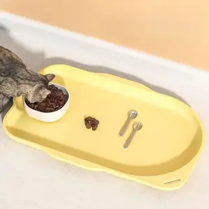 Cat Bowl Mat Extra Large - 100% Waterproof Mess-Proof Non-Slip Pet Food Mat Food-Safe Easy to Clean for Cats