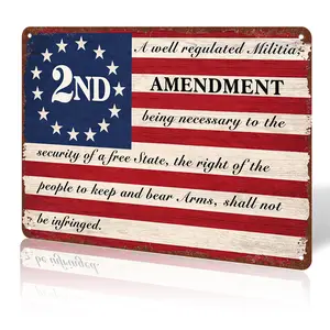 8x12 Inch Aluminum 2nd Amendment Metal Sign - American Flag Patriotic Wall Art for Man Cave Garage # 2nd Amendment # PatrioticDecor # ManCaveSign