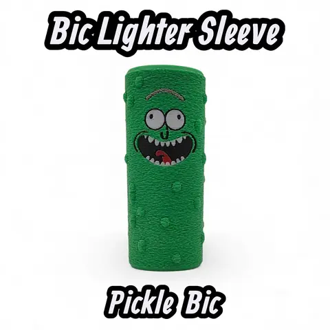 Pickle Rick Bic Lighter Sleeve - Fun Gift for Bic Lighters - Unique Character Design - PLA Material - Enhances Appearance Without Additional Functionality