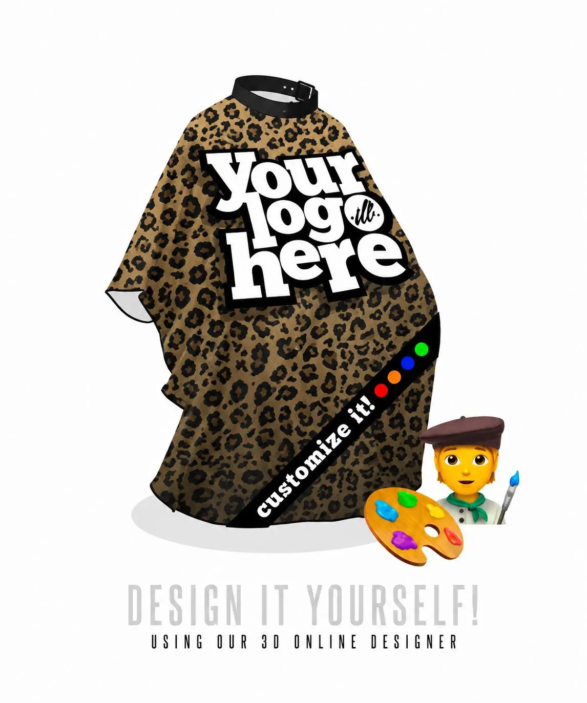 CUSTOM Leopard PRO Cape - Personalized Waterproof Salon Apron for Haircut