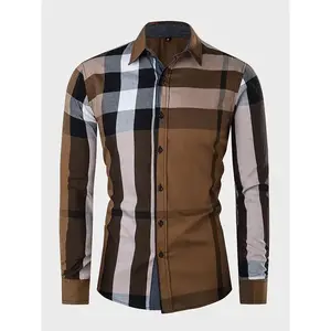 Men's Classic Plaid Button- Shirt - Durable 100% Cotton, Long Sleeve with Chest Pocket, Machine Washable - Perfect for Outdoor & Casual Wear, Casual Buttondown |   Classic Plaid Shirt |   Buttoned Placket