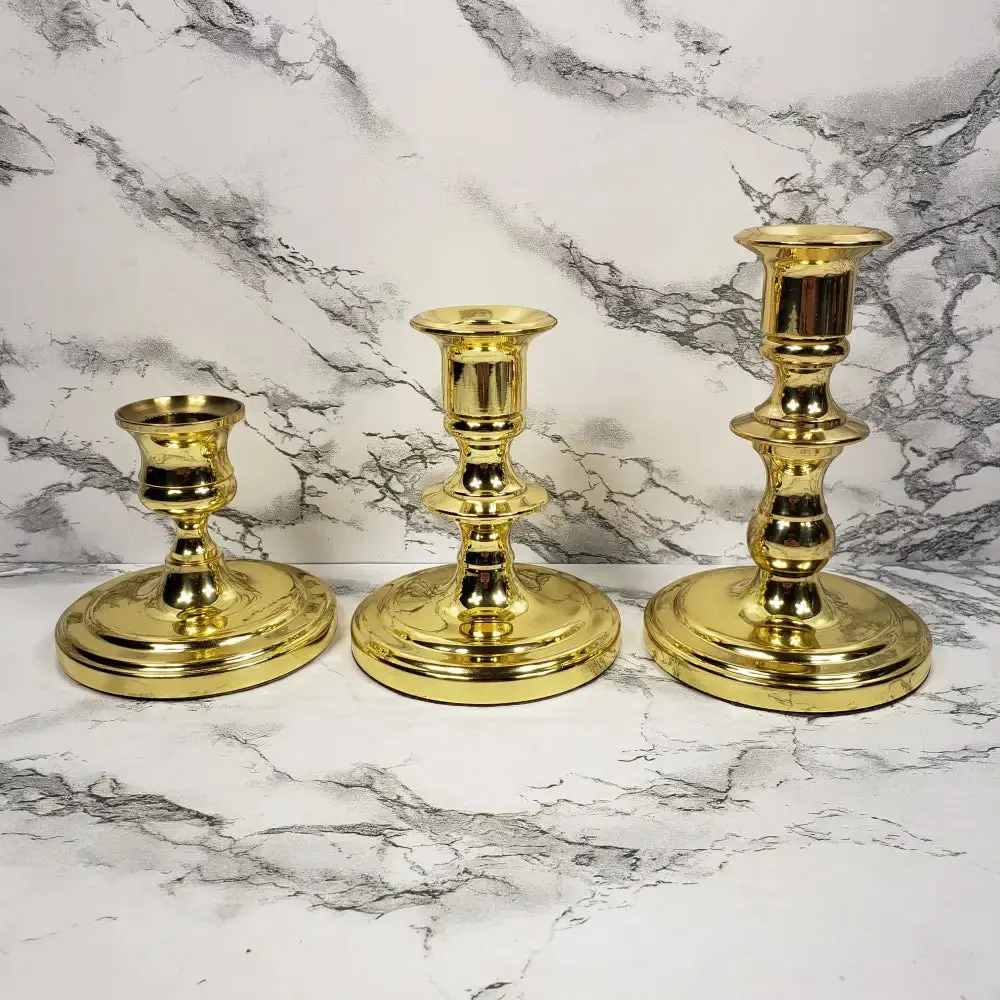 Baldwin Brass Candlesticks Set of Three Vintage