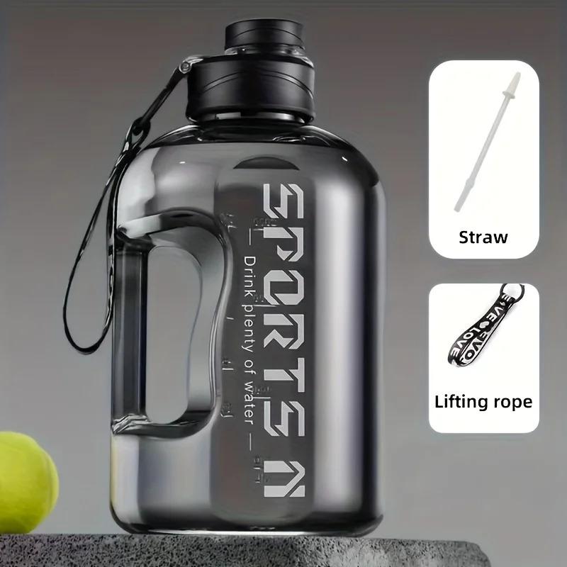 57.48oz Large-Capacity Sports Water Bottle with Straw - Durable PC Material, Ideal for Gym, Travel, Camping, Hiking & Fishing