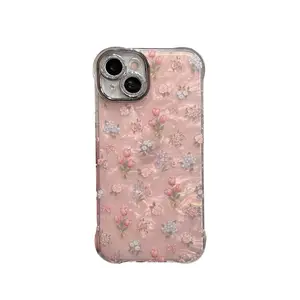 Floral Pattern Phone Case, Decorative Flower Phone Protector Cover, Phone Accessories Compatible with iPhone 11 12 13 14 15 16 Pro Max, Casing, Protection, Protective, Shockproof