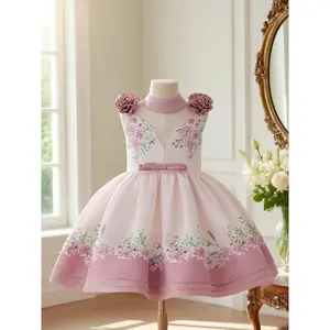 Girls dresses girls party dresses flower girl elegant children's clothing print design elegant high-end dress skirt