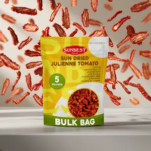 Sunbest Natural Sun-Dried Tomatoes Julienne Cut – 5 Pound Bulk Bag (80 oz) – Intense & Zesty Flavor – Moist & Ready to Eat – Vegan, Kosher, Non-GMO – Perfect for Snacking & Recipe Enhancing