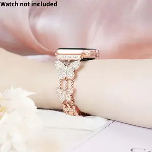 Butterfly style Slim Metal Bracelet for iWatch (Band Only) – Business & Dressy Strap Compatible with Series 1-11/SE/SE2/Ultra/Ultra2 (38-41mm) Women (Watch Not Included)#TikTokShopHolidayHaul
