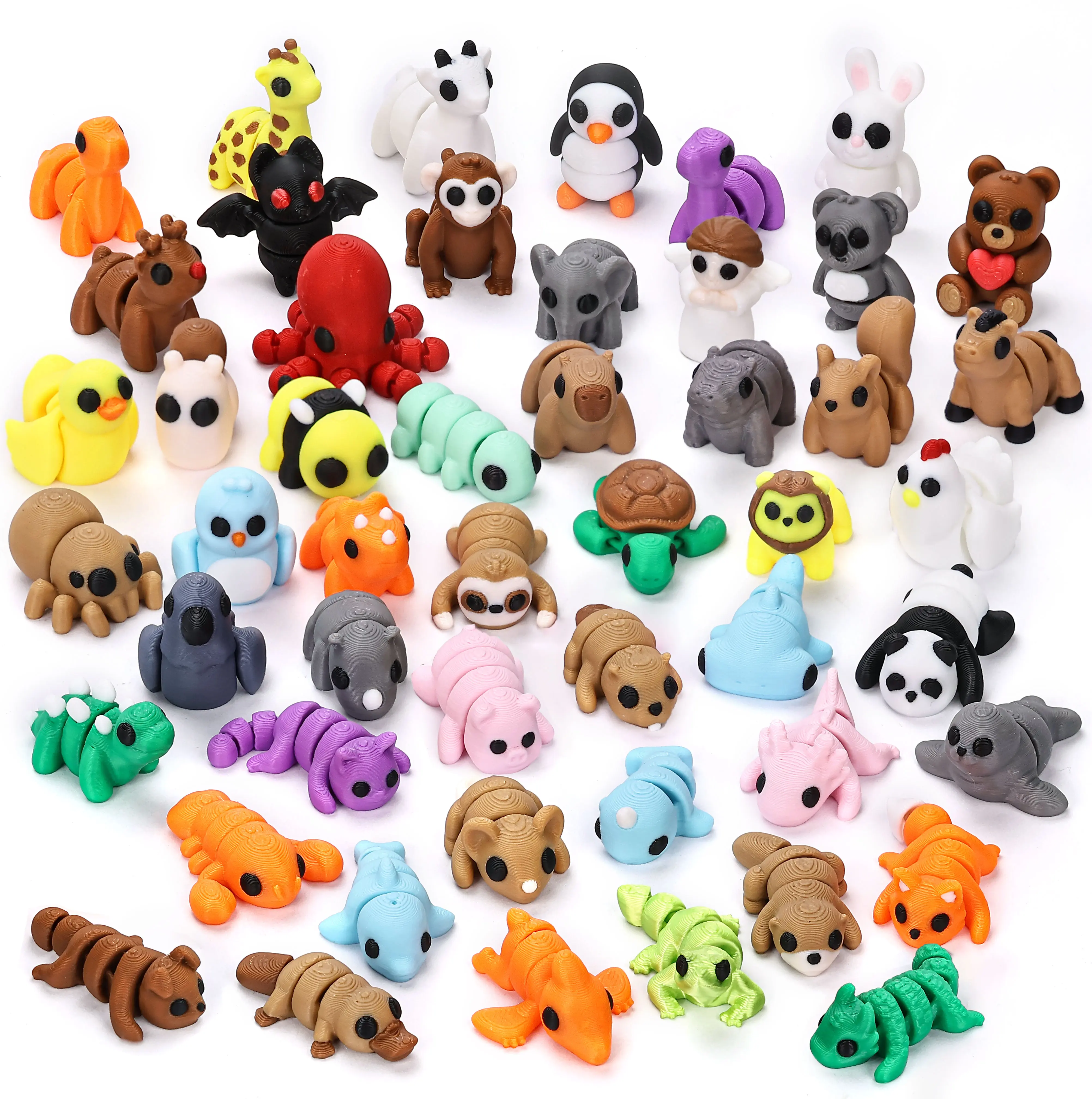 Mini 3D Printed Animal Figurines Set, Articulated, Desk Toy, Flexible,Birthday Goodie Bag Stuffers, Party Favors, Gift for Boys Girls, Treasure Chest for Students Rewards, Birthday, Carnival Prizes, Pinata Filler, Graduation Gifts