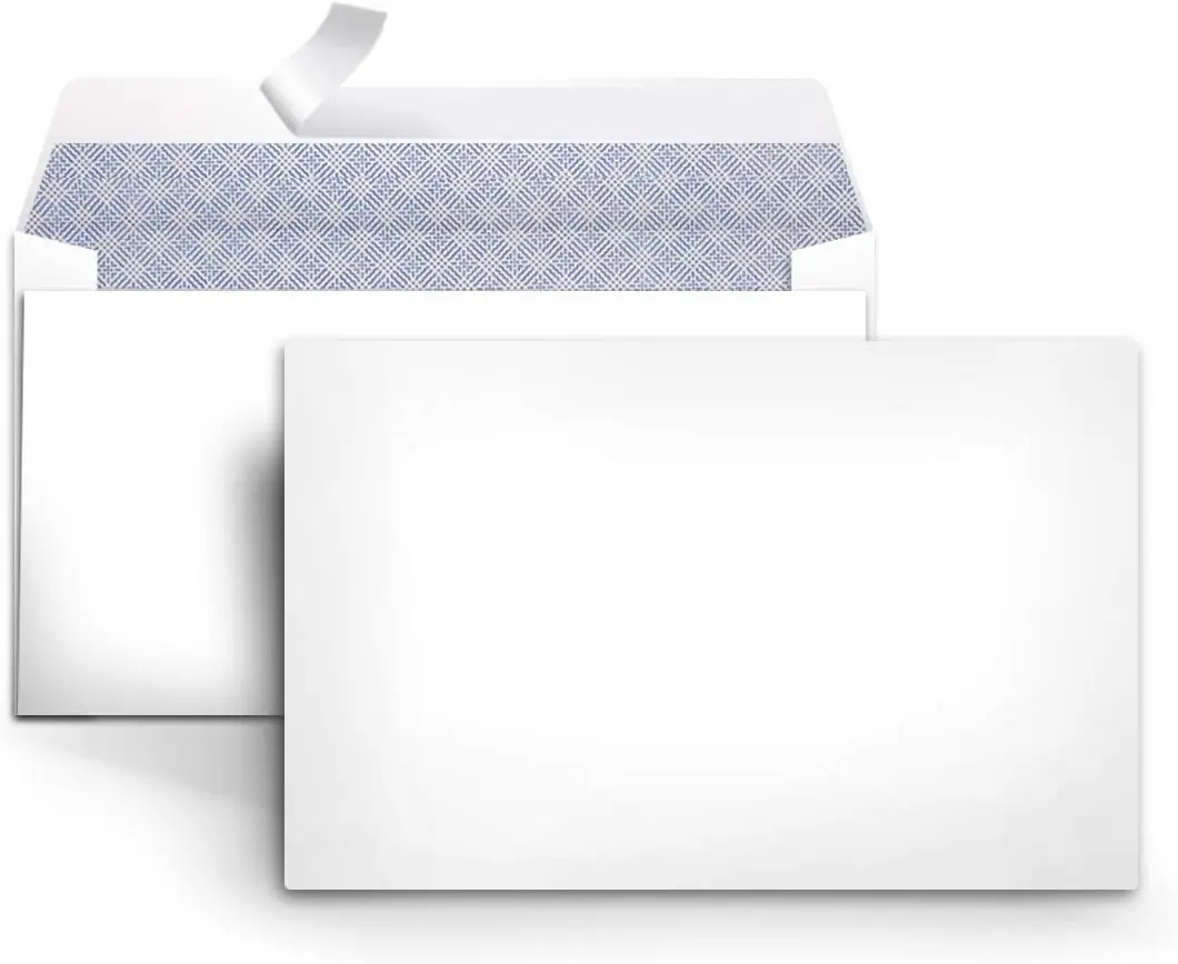 Amazon Basics #6 3/4 Size Security-Tinted Self-Seal White Envelopes, 100-Pack, 24-Lb Woven Paper, Office & Home Mail Solution, Convenient and Practical, Durable and Reliable