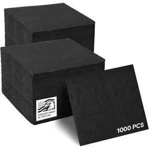 Disposable 2-Ply Cocktail Napkins 1000 Count, 4.75” x 4.75” Folded Beverage Bar Napkins for Restaurants Catering Weddings & Events, Made in USA, 4 Packs of 250 (Black)
