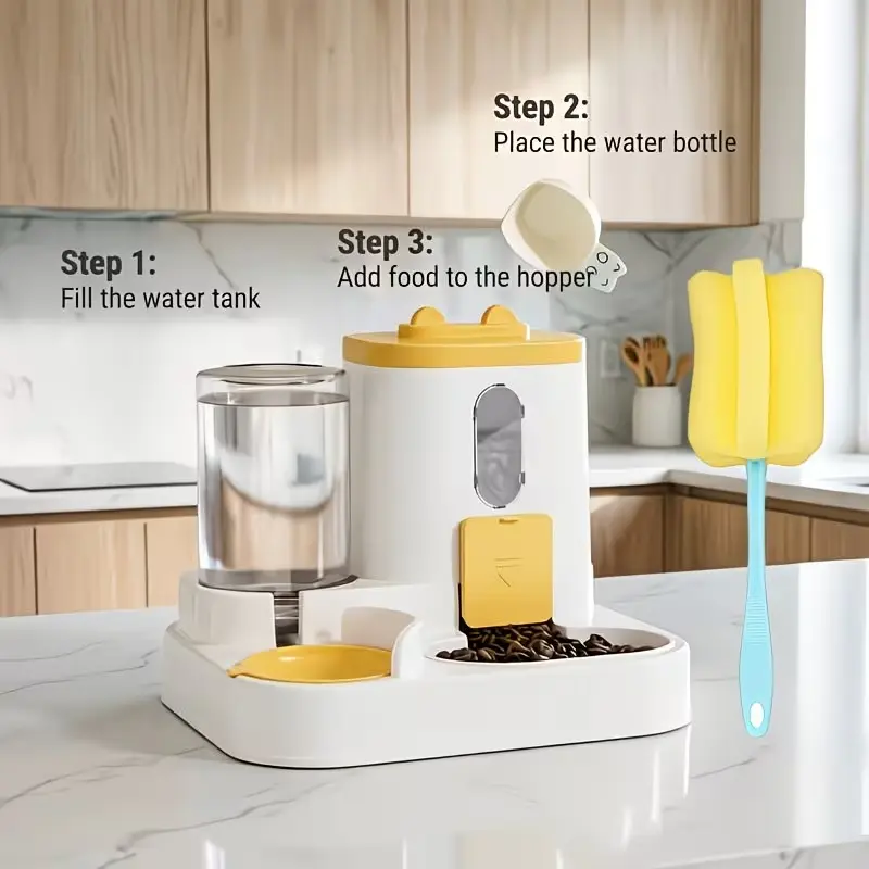 Cat And Dog Automatic 2-in-1 Feeder, Pet Feeder, Non-electric, Space-saving Feeder, High-quality Feeder, Easy to Clean, Sanitary And Convenient, Automatic Distribution, Suitable for Multi-pet Families