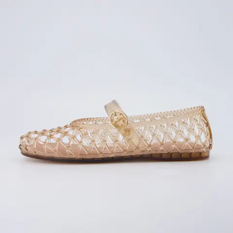 Cushionaire Twist Mary Jane Jelly Flats For Women | Jelly Flats With Adjustable Buckle Strap | Stylish Mary Jane Jelly Shoes For Everyday Outfits