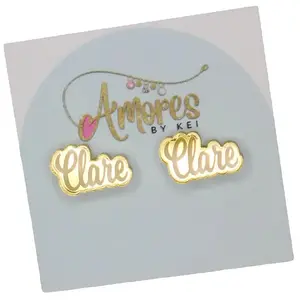 Laser Engraved Acrylic Name Stud Earrings